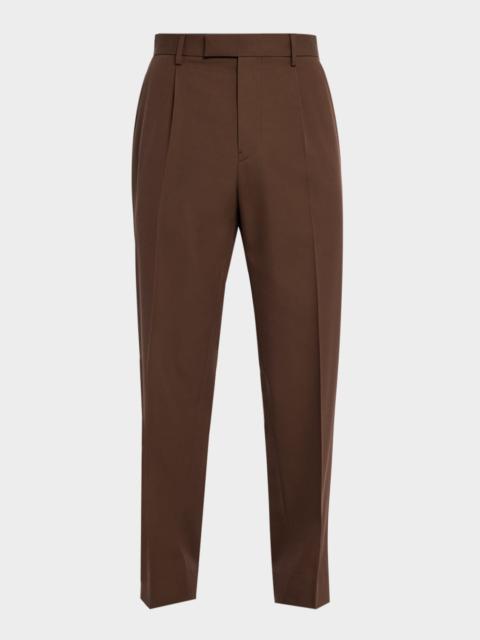 ZEGNA Men's Cotton and Wool Single-Pleated Trousers