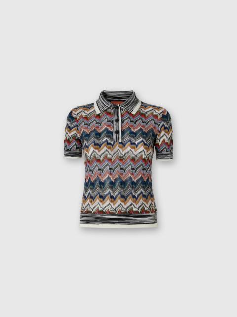 Missoni Short Sleeve Polo in Embroidered Lace
