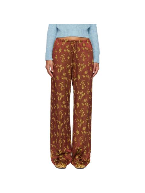 Dries Van Noten Brown Elasticated Jacquard Trousers