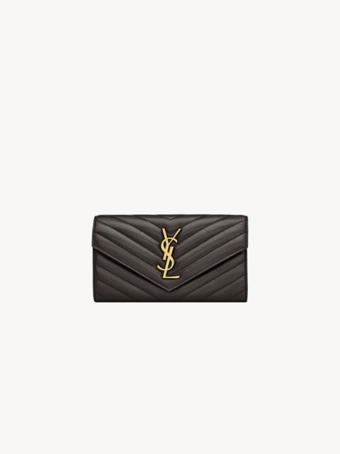 SAINT LAURENT CASSANDRE MATELASSÉ LARGE FLAP WALLET IN LAMBSKIN