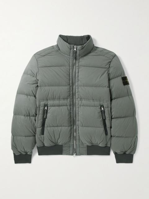 Stone Island Logo-Appliquéd Quilted Shell Down Bomber Jacket Gray