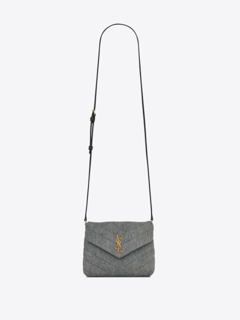 loulou toy strap bag in matelassé "y" denim and smooth leather