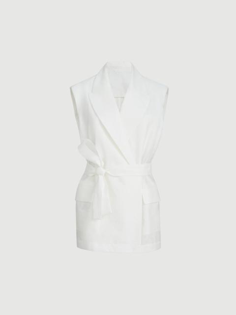 Brunello Cucinelli Techno cotton poplin belted vest with monili