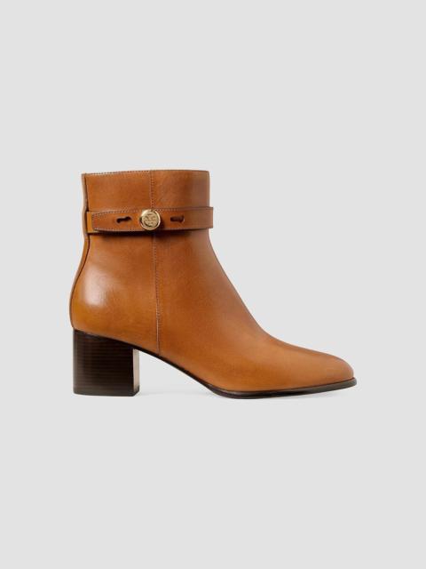 TORY BURCH Women's Romy 50MM Leather Ankle Boots - Classic Cuoio