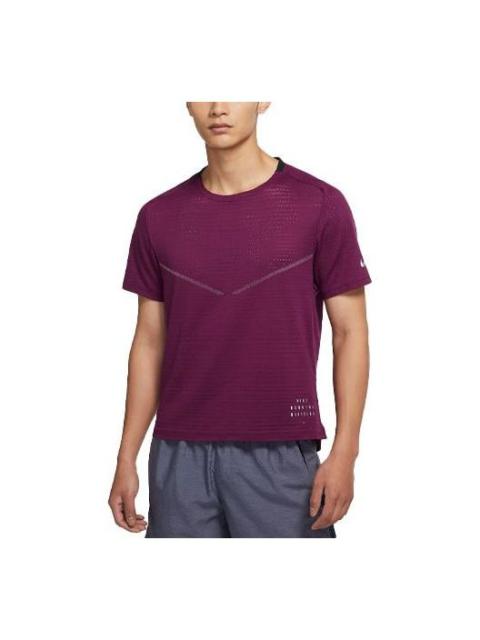 Nike 남자 나이키 캐주얼 Breathable 달리는 훈련 짧은 소매 포도주 빨간 t-셔츠 DM4644-610