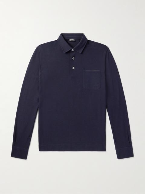 ZEGNA Logo-Appliquéd Cotton-Piqué Polo Shirt