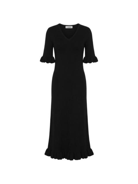 Jil Sander ruffle-trim V-neck maxi dress