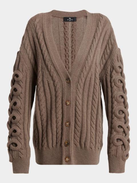 Etro Loop Cable Knit V-Neck Cardigan