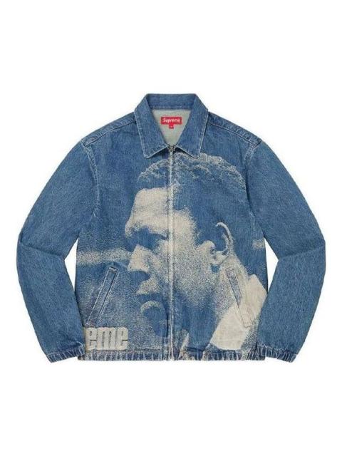 Supreme John Coltrane A Love Denim Harrington Jacket 'Teal White' SUP-FW21-217