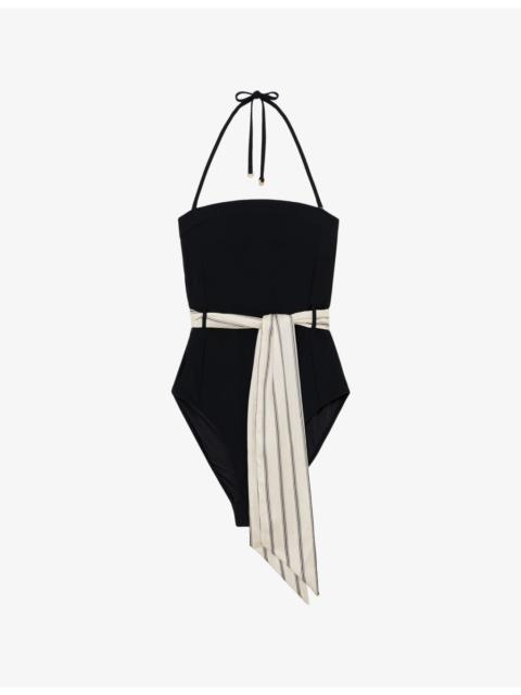 REISS Etienne Bandeau Scarf-Belt Halterneck Swimsuit