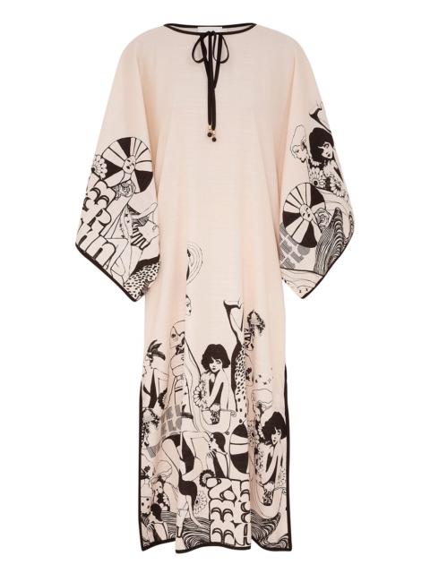 Zimmermann Maxine Cotton Midi Kaftan Dress neutral