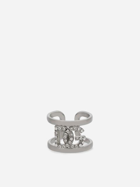 Dolce & Gabbana Ring with rhinestone-detailed DG logo