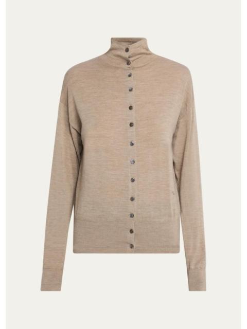 MARIA McMANUS Mock-Neck Wool Cardigan