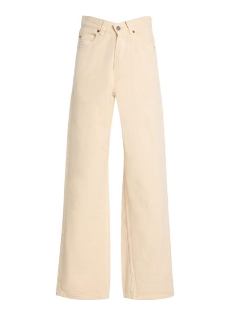 SAINT LAURENT V-Waist Long Baggy Jeans white