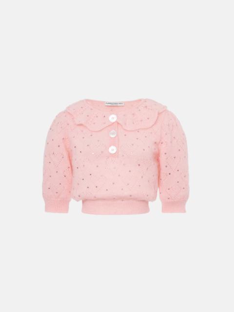 Alessandra Rich KNITTED MOHAIR JUMPER WITH HOTFIX