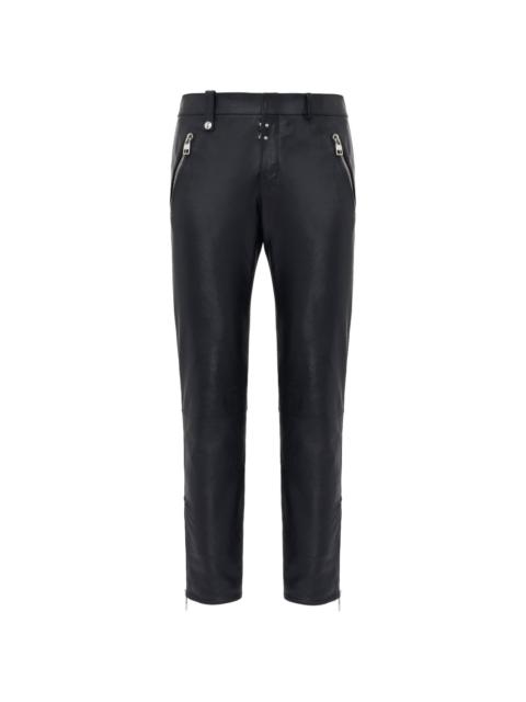 leather cropped slim-fit trousers