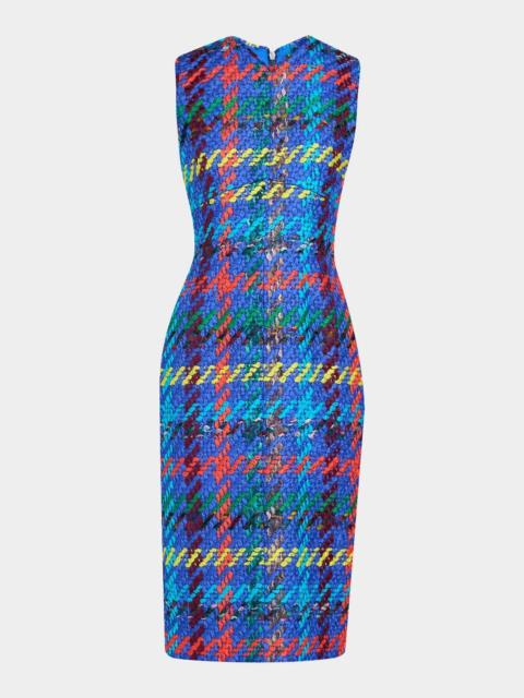 CHRISTOPHER JOHN ROGERS Crayon Tweed V-Neck Midi Pencil Dress