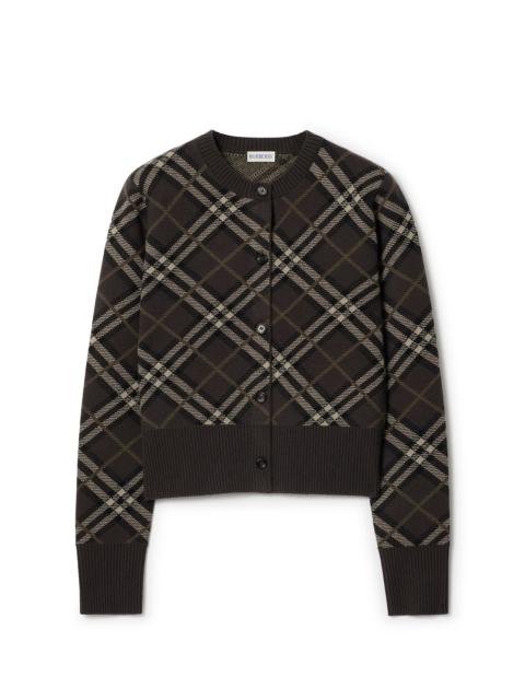 Burberry Check Wool Cashmere Cardigan