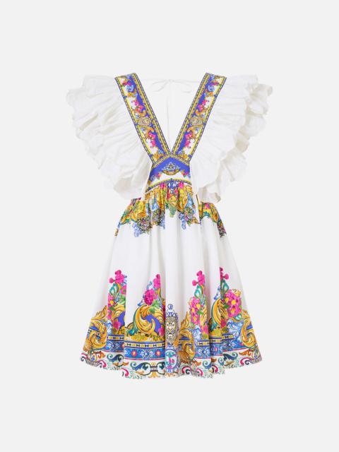 CAMILLA DOUBLE FRILL SLEEVE MINI DRESS