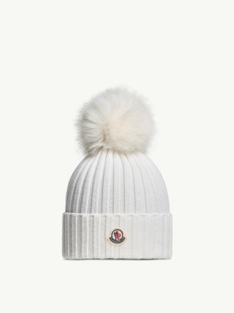 Moncler Wool Beanie with Pom Pom