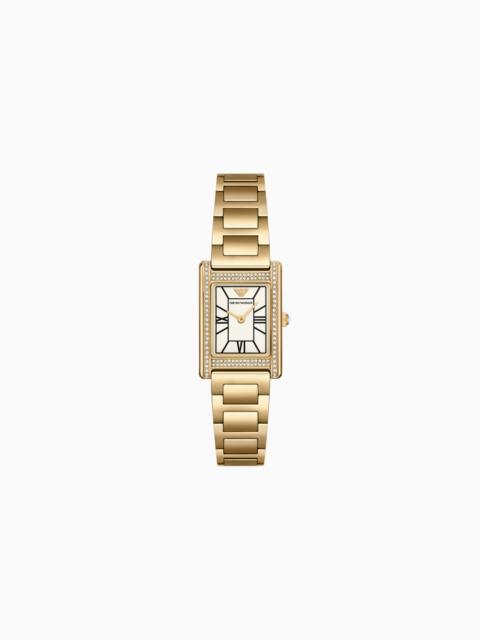 EMPORIO ARMANI TWO-HAND GOLD-TONE STAINLESS STEEL WATCH