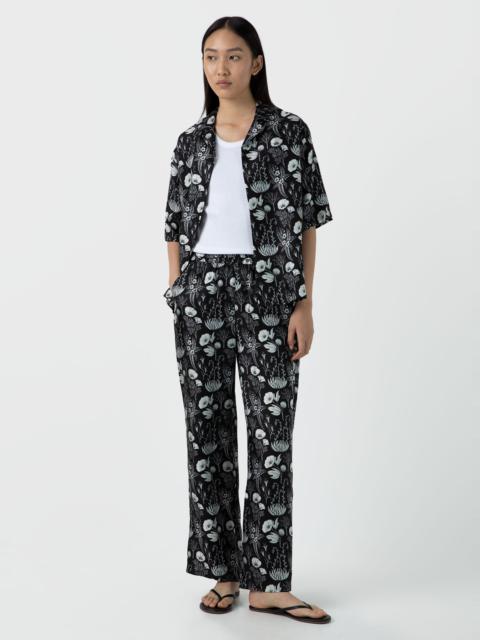 Sunspel Silk Leaf Print Drawstring Trouser