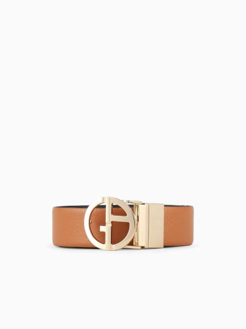 Two-toned, reversible leather belt