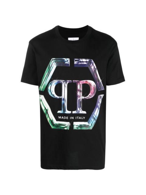 PHILIPP PLEIN SS PP 유리 둥근 목 T 셔츠