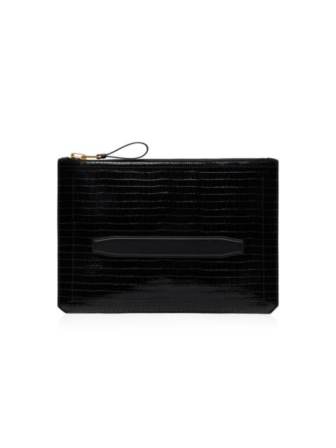 TOM FORD PRINTED ALLIGATOR BUCKLEY HANDLE PORTFOLIO