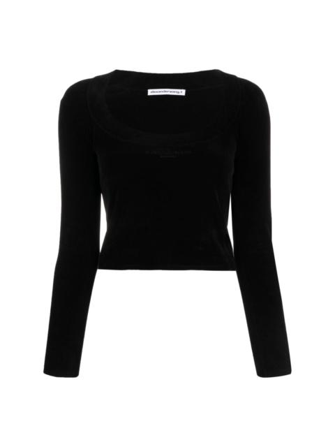 scoop-neck cropped knit top