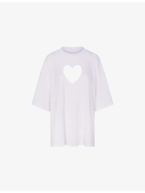 SKIMS Worn-In Oversized Heart Cotton-Jersey T-Shirt