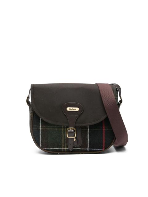 Barbour small plaid-panelled leather cross-body bag
