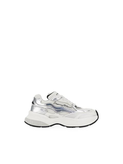 EMPORIO ARMANI metallic-panel mesh sneakers