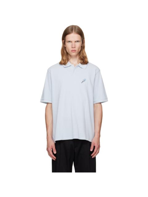 vowels Blue Short Sleeve Pique Polo