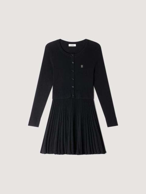 Sandro PLEATED KNIT MINI DRESS