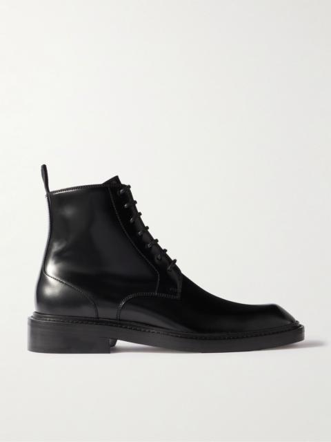 SAINT LAURENT Ian Glossed-Leather Boots Black