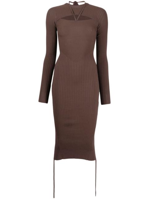 ANDREĀDAMO cut-out fitted knitted dress