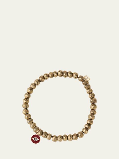 SYDNEY EVAN 14k Black Diamond Enamel Evil Eye Pyrite Bracelet