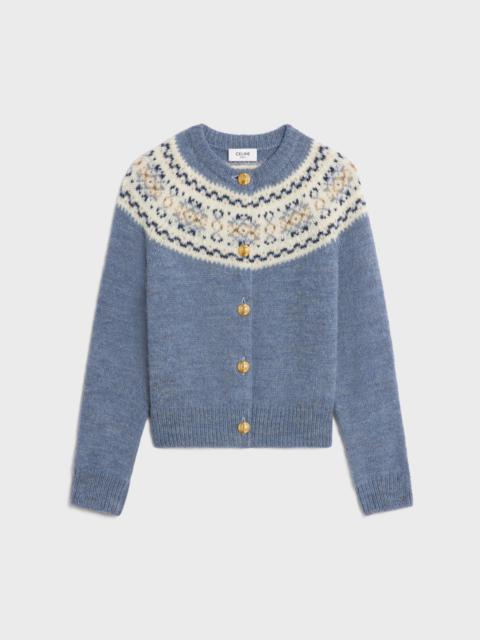 CELINE cardigan in Triomphe fair isle wool