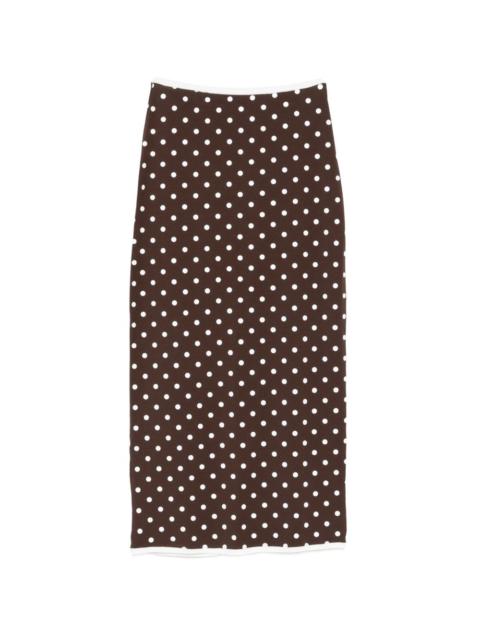 ROWEN ROSE polka dot-pattern slit midi skirt