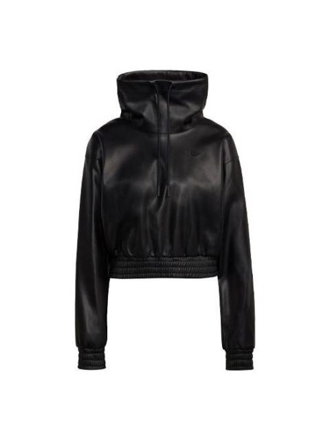 adidas (WMNS) adidas Originals Adicolor Contemporary Cropped Pleather Sweatshirt 'Black' H66348
