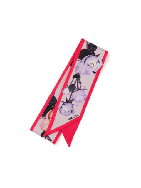 Prada Narrow printed silk scarf