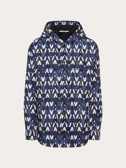 Valentino HOODED SHIRT JACKET WITH OPTICAL VALENTINO PRINT