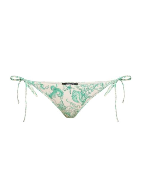 VERSACE Women's Underwater Barocco-Print Bikini Bottom - Eggshell Bright Blue