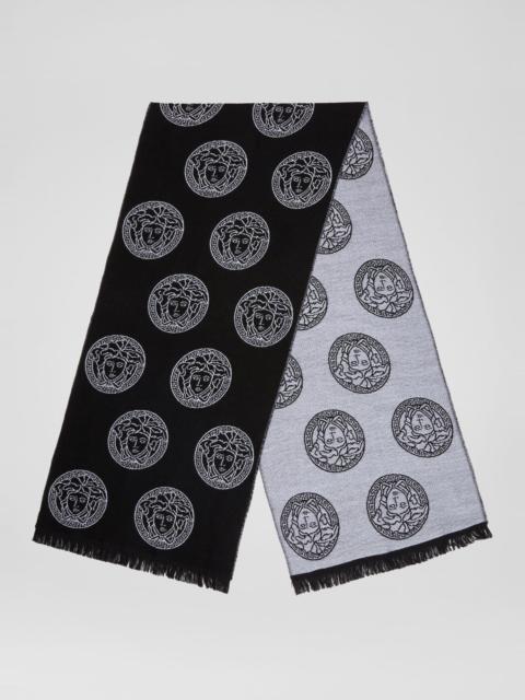 VERSACE Medusa Pattern Jacquard Wool Scarf