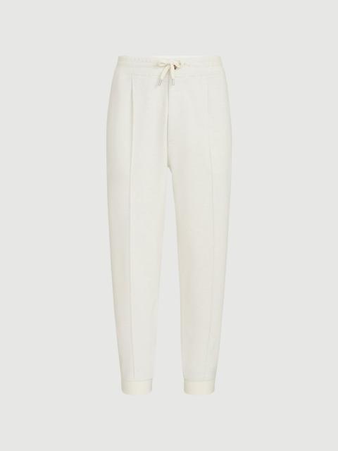 Brunello Cucinelli Cashmere and cotton French terry double cloth trousers with Crête detail and elasticated zipper cuff