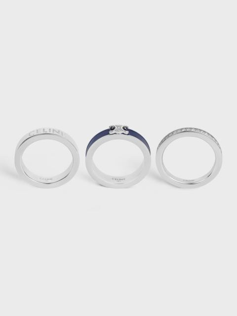 CELINE CELINE BOLT RINGS IN ENAMEL, STRASS AND BRASS WITH RHODIUM FINISH