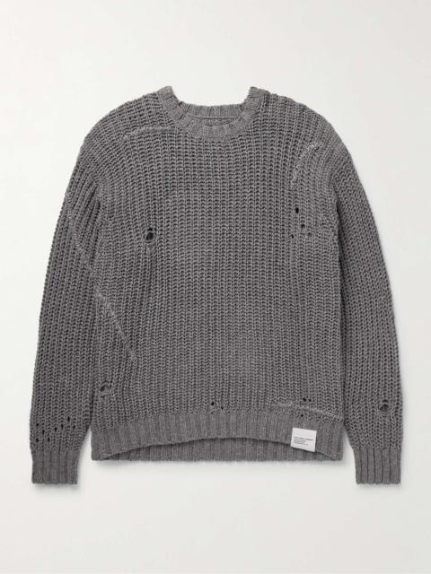 NEIGHBORHOOD Savage Logo-Appliquéd Distressed Cotton-Blend Sweater