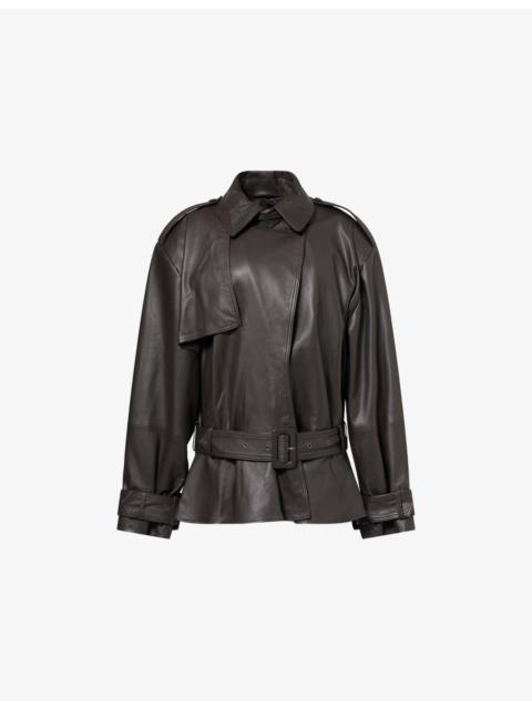 ROTATE Relaxed-Fit Biker Leather Jacket