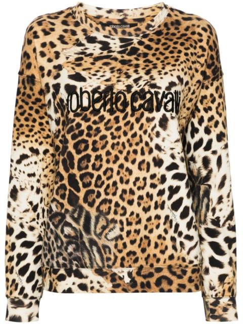 Roberto Cavalli Jaguar Skin-print cotton sweatshirt